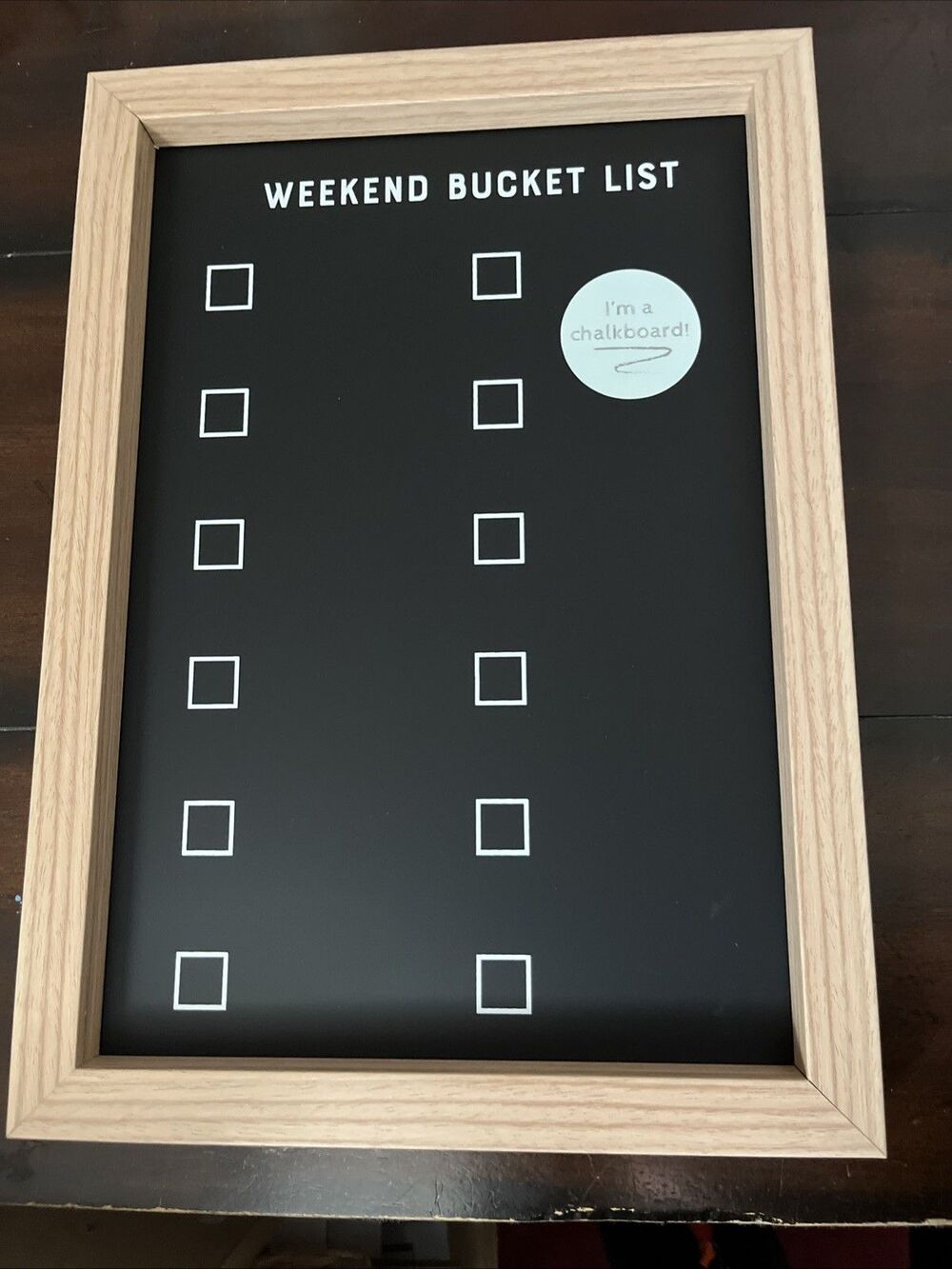 10x14 In Wooden Frame Weekend Bucket List Chalk Board
